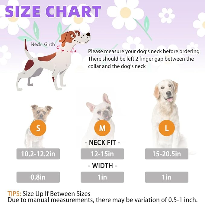 KOOLTAIL Martingale Collar for Dogs,Soft Padded Nylon Heavy Duty Dog Collar for Small Medium Large Dogs,Adjustable No Pull Durable Wide Puppy Training Collar With Pattern Design for Boy Girl, Purple M