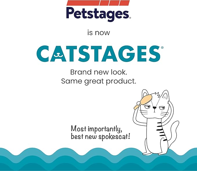 Catstages Scratch & Groom Cat Scratcher with Removable Curved Brush for Self-Grooming Station, Orange