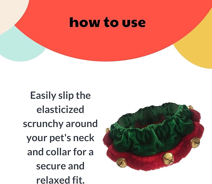 Huxley & Kent Ruff Pet Scrunchy | Elf (Small) | Festive Christmas/Holiday Neckwear for Dogs/Cats | Fun Stretchable Costume Accessory | Soft Collar with Bells