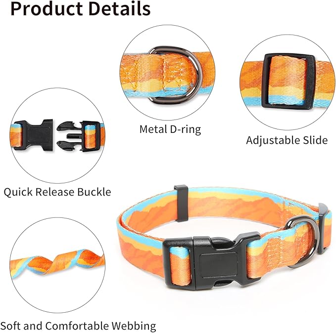 HEELE Dog Collar, Adjustable Soft Dog Collar for Small Medium Large Dogs,Bohemia Patterned Puppy Collars with Quick Release Buckle L Length 15.94''-25.59'