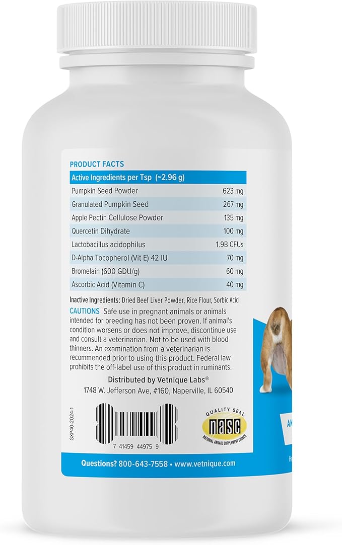 Vetnique Labs Glandex Dog Fiber Supplement Powder for Anal Glands with Pumpkin, Digestive Enzymes & Dog Probiotics for Digestive Health - Vet Recommended - Boot The Scoot (Beef Liver, 4.0oz Powder)
