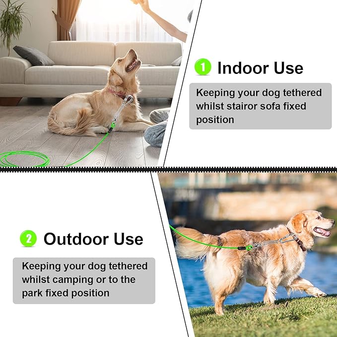 Jenico Dog Tie Out Cable - 70 FT Runner Cable with Swivel Hook, Outdoor and Camping Dog Leash Tether, Rust-Proof Training Line for Small to Medium Pets Up to 500 LBS