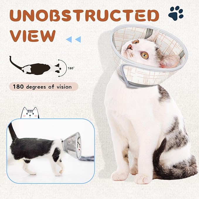 Supet Cat Collar Soft to Stop Licking, Breathable Air Mesh Cone for Cats After Neuter Surgery, Anti-Scratch Head Cone for Small Kitten Cats (M)