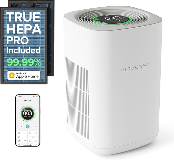Air Purifier for Home Bedroom Large Room 1050 Sq Ft Air Filters Up to 99.99% PM2.5 Display Smart Air Cleaner Works with HomeKit for Baby Pet Desktop Office, AP2-2025