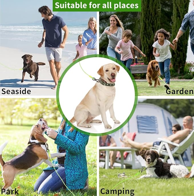 Dog tie Out Cable, 10/20/25/30/50/70/100 feet, Suitable for Dogs up to 350 pounds, Dog Cable with Swivel Buckle, Lightweight, Non-Winding, for Outdoor Camping, Yard Dog Cable (Green, 20FT)