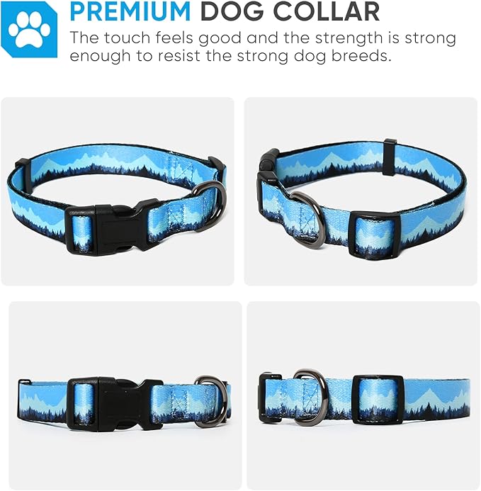 HEELE Dog Collar, Adjustable Soft Dog Collar for Small Medium Large Dogs,Floral Patterned Puppy Collars with Quick Release Buckle M Length 13.39''-20.87''
