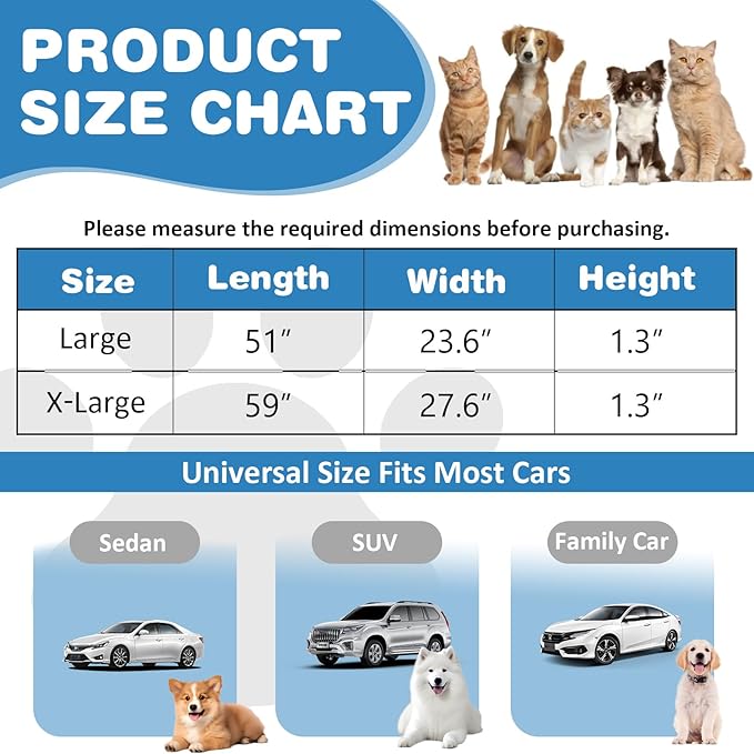 VClife Khaki Plaid Dog Car Bed Mat, Non-Slip Backseat Extender Pet Blanket, Washable Dog Bed Mat for SUVs, Sedans & Small Trucks, Portable Travel Pad for Dogs, Wear Resistant, Pet Friendly, 59"×27.6"
