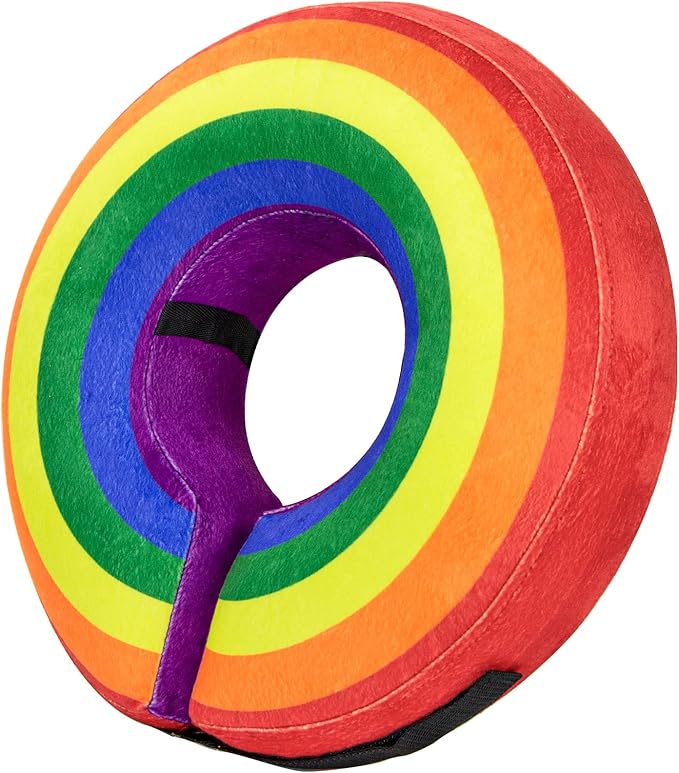 BENCMATE Inflatable Dog Cone Collar Alternative, Soft Dog Cone for Small Medium Large Dogs and Cats, Neck Recovery ECollar Donut Collar After Surgery (XLarge, Rainbow)