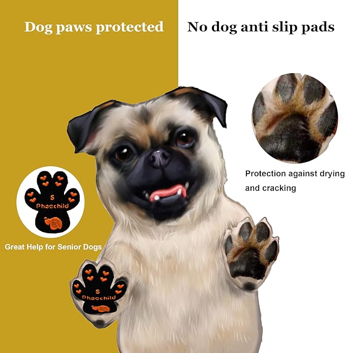 Dog Paw Pads Anti-Slip Grips,Dog Paw Protectors for Senior Dogs on Hot Pavement,Provides Traction to Keep Them from Slipping on Smooth Floors 20 sets-80 Pads Black S