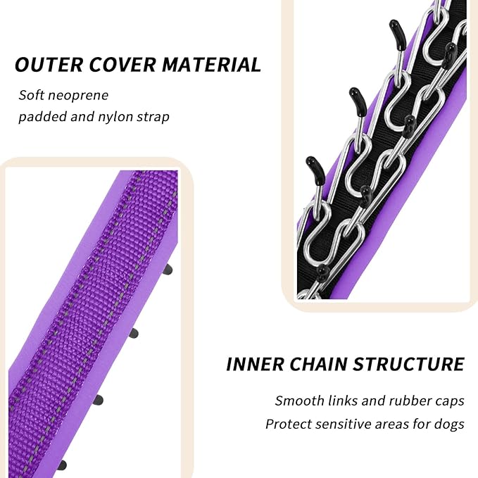 Martingale No Pull Dog Collar for Large Medium Small Dogs, Heavy Duty Nylon Reflective Adjustable Anti Pull Slip Collar with Buckle for Training Walking S Purple