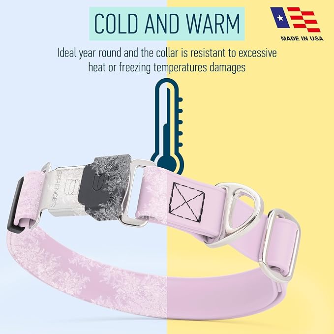 Dogline Biothane Waterproof Dog Collar with Herm Sprenger Black Stainless Steel Quick Release Buckle – Heavy Duty Tactical Durable Collar for Dogs – Comfortable and Safe Pet Collar W1 L 15-25" Pastel
