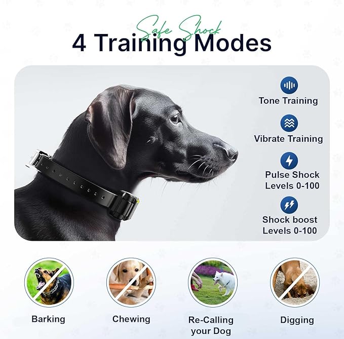 My Pet Command Long Range Dog Training Collar with Remote 1 Mile/5280 Ft Safe Shock, Vibrate, Tone collar with Flashing Beacon Lights Rechargeable Waterproof Dog collar with remote add Up to 2 Collars