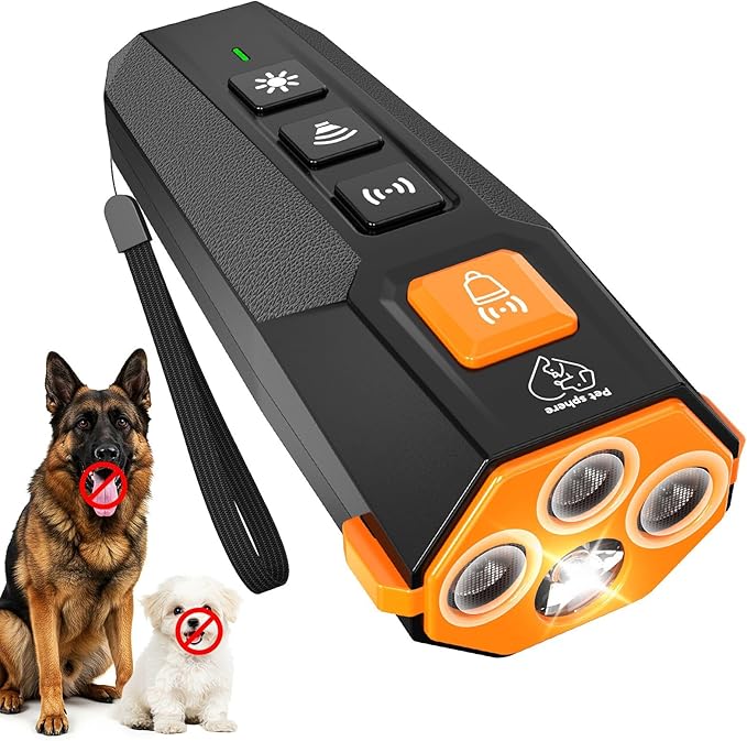 Dog Bark Deterrent Devices - Ultrasonic Dog Bark Deterrent - 4X Dog Barking Silencer with 23 FT Range - Ultrasonic Dog Barking Silencer - 2 in 1 Antibarking Device for Dogs