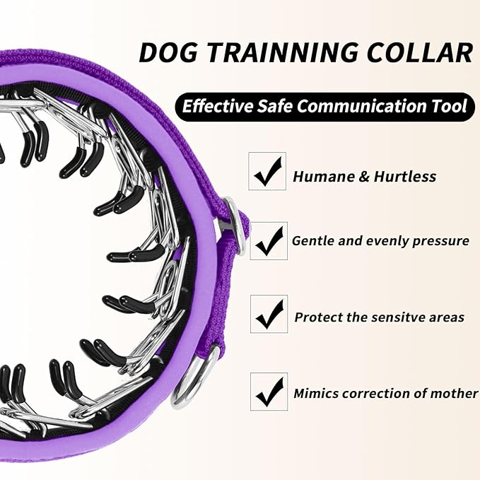 Martingale No Pull Dog Collar for Large Medium Small Dogs, Heavy Duty Nylon Reflective Adjustable Anti Pull Slip Collar with Buckle for Training Walking S Purple