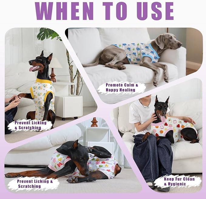 Recovery Suit for Dogs After Surgery, Professional Dog Surgical Suit for Female Spay, Male Neuter, E-Collar & Cone Alternative Dog Onesie for Abdominal Wounds Skin Disease, Purple, L