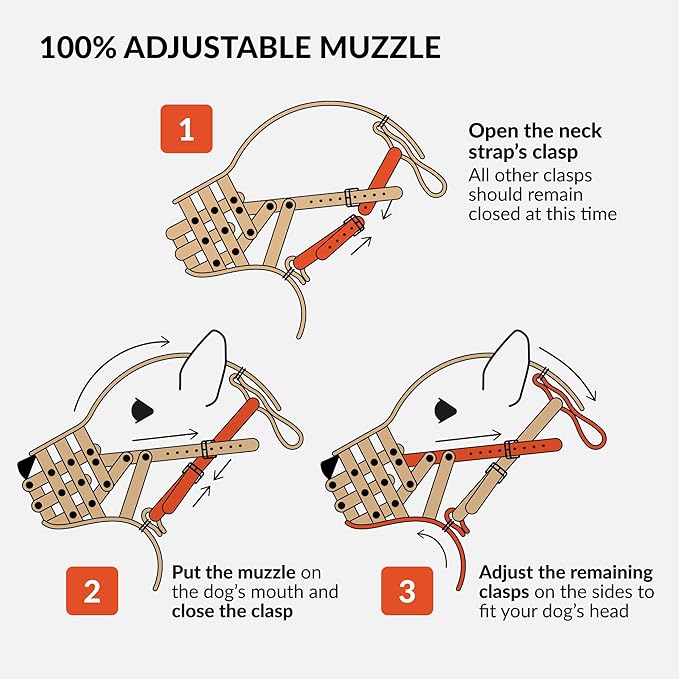 CollarDirect Dog Muzzle German Shepherd Dalmatian Doberman Setter Leather Basket Medium Large Breeds (Grey, Medium)