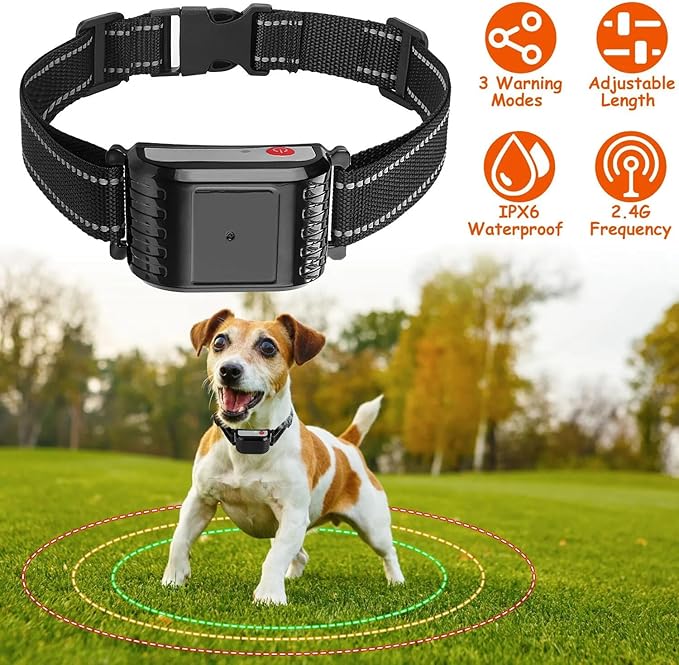Wireless Dog Fence, 2024 Pet Boundary Containment System, Electric Dog Fence & Remote Training Collar 2in1, Adjustable Vibration & Shock, IP65 Waterproof Collar for Large and Medium Dogs ,for4dogs