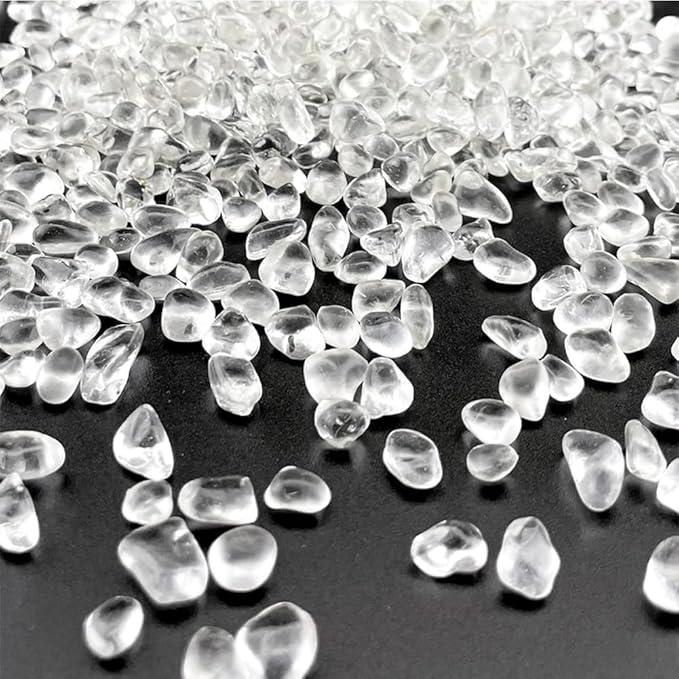 Glass Stones, 0.85LB/385g Clear Aquarium Gravel Rocks, Clear Pebbles for Fish Tank, Sea Glass for Vase Filler Craft