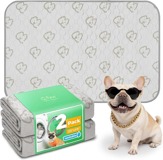 FXW Washable Pee Pads for Dogs, Puppy Pads with Super Absorbent, Specifically Designed for 36inch Cages, 35" × 23" Rectangle, Khaki, 2 Packs