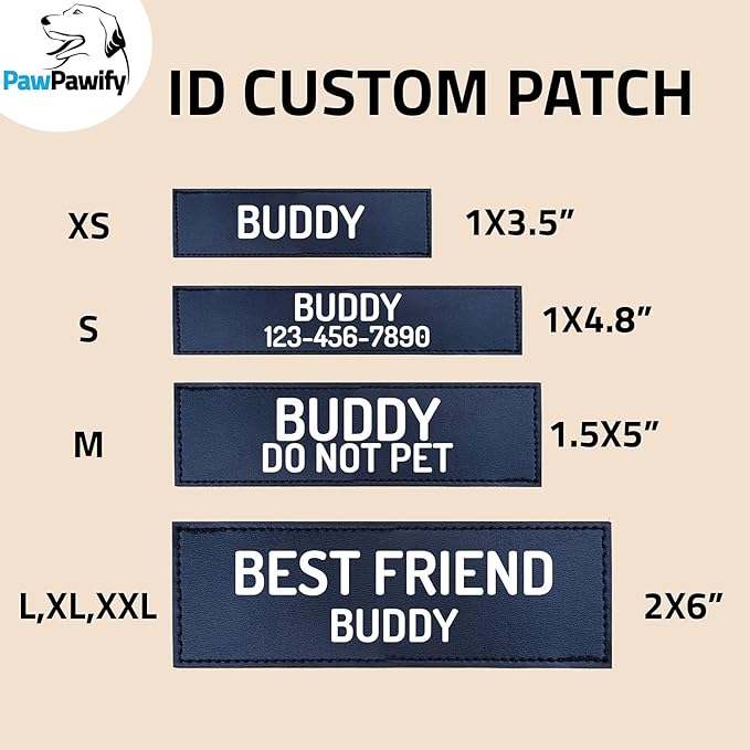 PawPawify Custom No Pull Dog Harness with Name and Phone Number, Heavy Duty Personalized Pet Vest to Prevent Tugging, Pulling, or Choking, Training and Walking (Black, L (40-60 LBS))