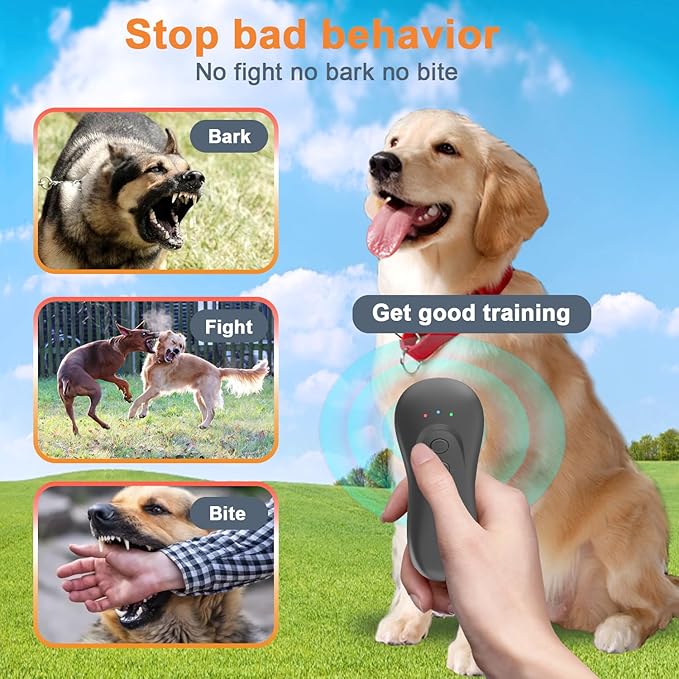Dog Bark Deterrent Device,Ultrasonic Anti-Barking Devices with Sonic Emitters,Up to 15Ft Long Range & Rechargeable Bark Control,Safe for Dogs Training,Indoor & Outdoor(Black)