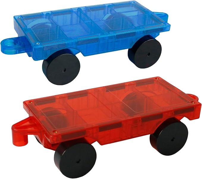 MAGBLOCK 2 Piece Car Set Suitable for Magnetic Blocks Tiles, Magnetic Toy Vehicles and Accessories Therefor Expand and Enrich Your Magnet Tiles STEM Educational Toys