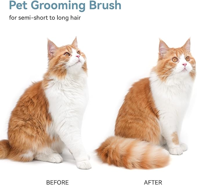 Aumuca Dog Brush for Shedding, Self Cleaning Cat Grooming Brush with Release Button, Cat Hair Brush to Remove Loose Fur, Tangles & Dirt, Great for Long and Short Haired Cats, Green