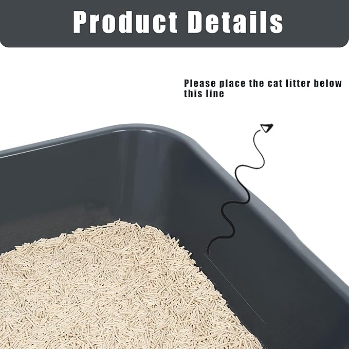 2 Pack of Extra Large Cat Litter Box (ABS Material), Low Entry Senior Litter Pen for Geriatric Kitty Big Cats, Jumbo Pet Safe Litter Boxes Tray for Pets Potty (Beach Sand, 24" L x 20" W)