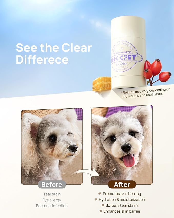 HICC PET Tear Stain Softening Balm All-Natural Tear Stain Remover for Dogs and Cats - Softens & Prevents Tear Stains, Soothes Redness Sensitive Eyes, Long-Lasting Moisturizing Eye Care - 1.06 oz