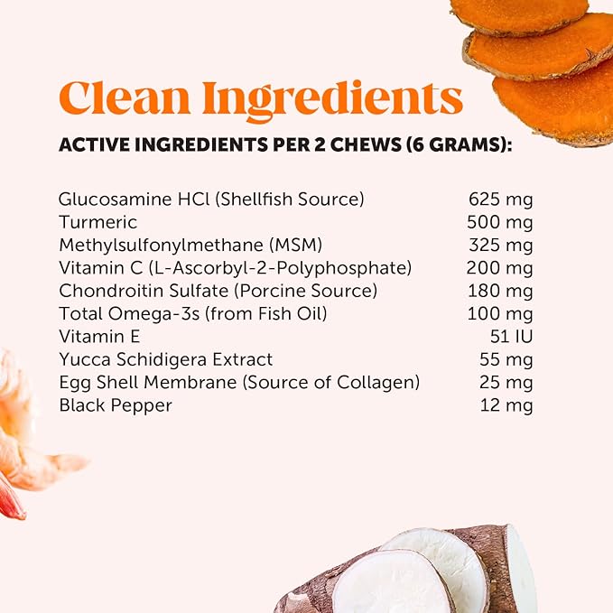 Hip & Joint Health - Glucosamine for Dogs Soft Chews, Joint Supplement for Dogs with Glucosamine Chondroitin, Fish Oil, MSM, Turmeric, Advanced Pet Mobility Support (Bacon 90 Ct)