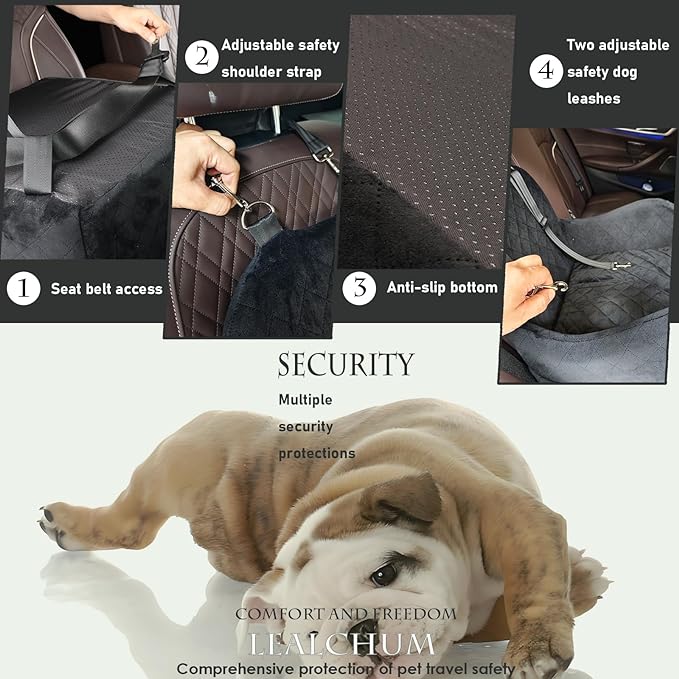 Dog Booster Car Seat for Small/Medium Dogs,Soft Puppy Portable Car Seat with Elevated Cushion,Fits in Front/Back Seat,Fully Detachable and Washable,Easy to Install (Pink, Medium)