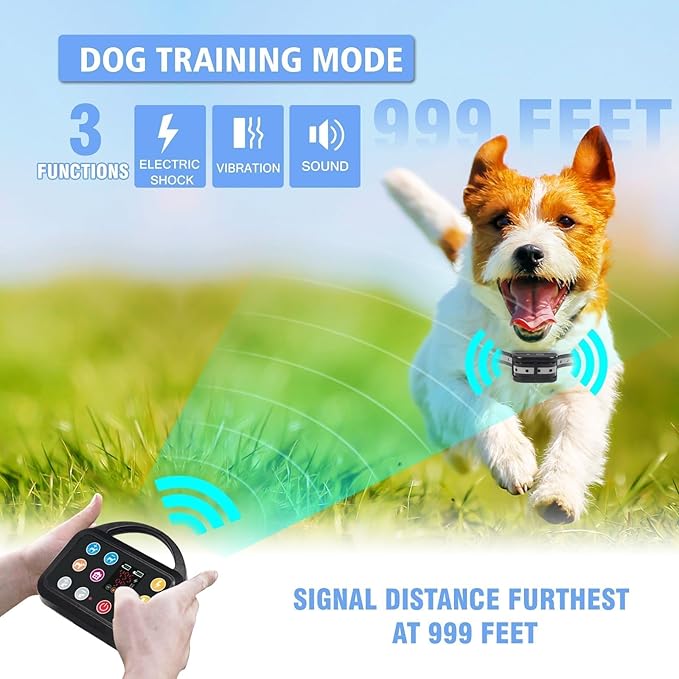 Plkm Dog Wireless Fence Indoor Outdoor Electric Fence Dog Training Collar 3 in 1 Pet Intelligent System, Out-of-Range Reminder AI Technology, Adjustable Range Shock Strength, Waterproof Rechargeable