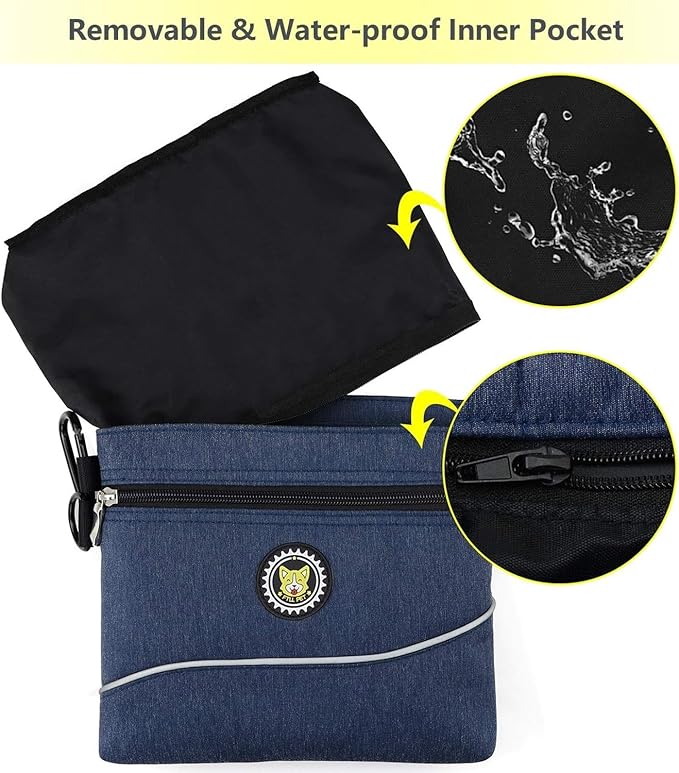 Viklluyr Dog Treat Pouch Bag with Magnetic Closure, Dog Food Carrier with Removable Inner Pocket, Perfect Dog Training Bag for Agility Training - Including Carabiner
