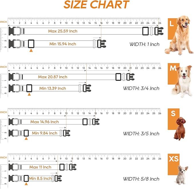 HEELE Dog Collar, Adjustable Soft Dog Collar for Small Medium Large Dogs,Floral Patterned Puppy Collars with Quick Release Buckle L Length 15.94''-25.59'