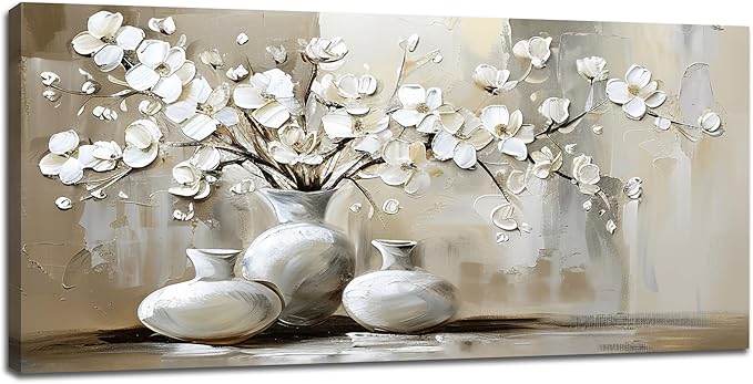 Large Farmhouse Wall Art Country Flower Canvas Living Room Floral Abstract Pictures Framed Prints Oversize Wall Decor Painting Artwork for Bedroom Dining Home 60"x30"
