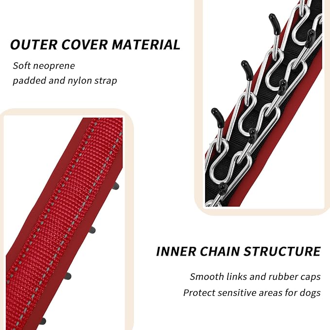 Martingale No Pull Dog Collar for Large Medium Small Dogs, Heavy Duty Nylon Reflective Adjustable Anti Pull Slip Collar with Buckle for Training Walking M Red