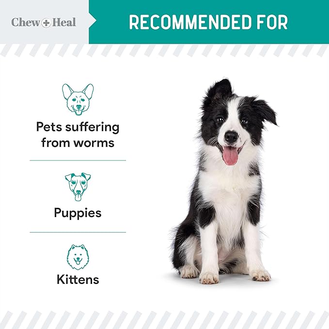 Dog and Cat Dewormer - 12 oz of Wormer Liquid to Paralyze and Expel Roundworms - Kitten and Puppy Dewormer