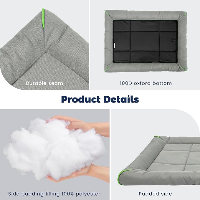 Miguel Oxford 900D Outdoor Waterproof Dog Bed for Metal Dog Crates Water-Resistant All Weather Pet Mat Durable Easy Wipe Clean Travel Indoor Outdoor Puppy Cat Crate Bed 42inch, Gray