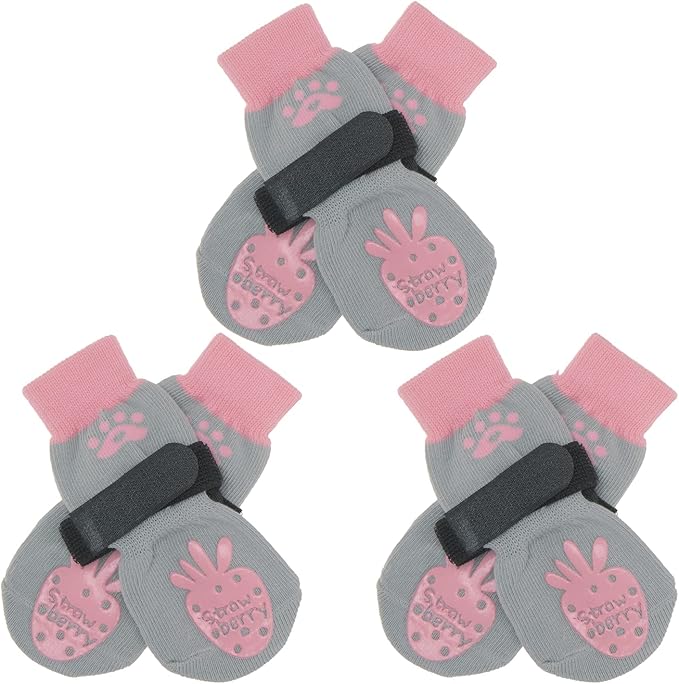BEAUTYZOO Anti-Slip Dog Socks,Dog Shoes for Hot/Cold Pavement,Paw Protectors with Grips 3 Pairs for Puppy Small Medium Large Senior Old Dogs,Dog Socks to Prevent Licking and Hardwood Floor Protection