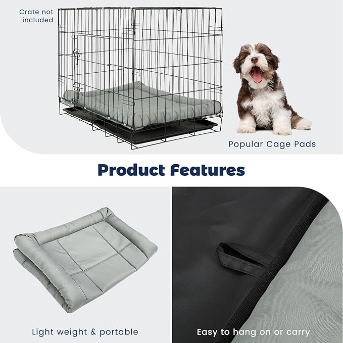 Miguel Oxford Ripstop Outdoor Waterproof Dog Bed for Metal Dog Crates Water-Resistant All Weather Pet Mat Durable Easy Wipe Clean Travel Indoor Outdoor Puppy Cat Crate Bed 42inch, Grey