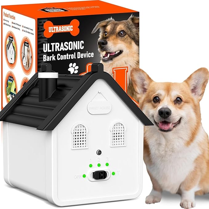 Anti Barking Device, 3 Adjustable Levels Dog Bark Control, 50FT Waterproof Outdoor Barking Deterrent for Small Medium Large Breeds, Effective Dog Behavior Training Tool