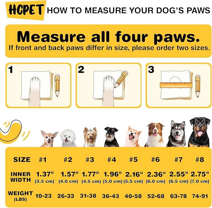 Hcpet Dog Shoes for Large Dogs, Breathable Dog Booties for Small Medium Dogs, Anti-Slip Dog Boots & Paw Protectors for Hot Pavement Winter Snow Hiking with Reflective Straps Orange Size 8