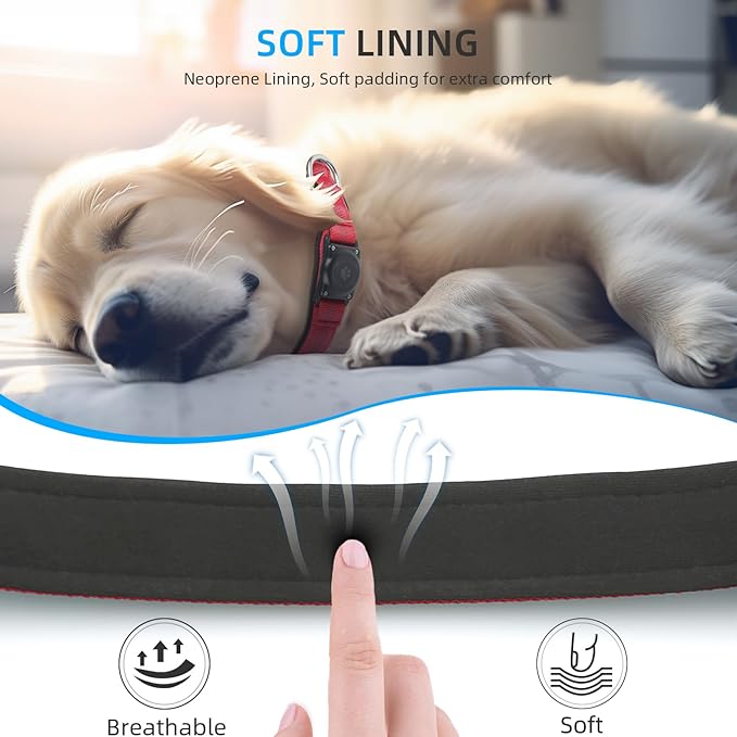 Upgraded AirTag Dog Collar, IP68 Waterproof Air Tag Dog Collar Holder, Reflective, Ultra-Durable, Comfortable Padded, Heavy Duty Dog Collars for Small Medium Large Dogs (XS (10.25"-13"), Red)