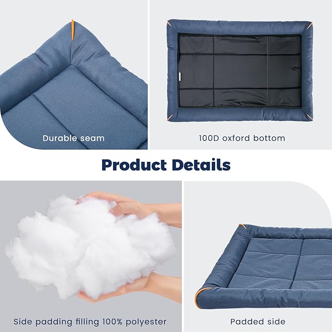 Miguel Oxford 900D Outdoor Waterproof Dog Bed for Metal Dog Crates Water-Resistant All Weather Pet Mat Durable Easy Wipe Clean Travel Indoor Outdoor Puppy Cat Crate Bed 36inch, Blue