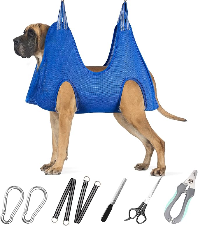 Pet Grooming Hammock for XXL Large Dogs with Nail Clippers/Nail Trimmers/Grooming Scissors, Dog Grooming Harness for Nail Trimming, Pet Grooming Sling Helper