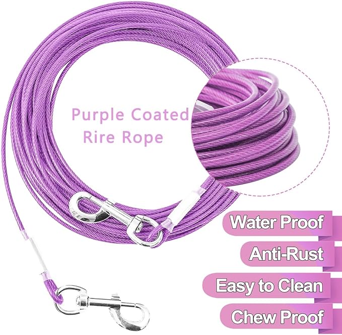Tie Out Cable for Dogs,100FT Dog Leads,Heavy Duty Tie Out Cable for Large Dogs Up to 125lbs,Durable Dog Runner Tether Line for Outdoor,Yard