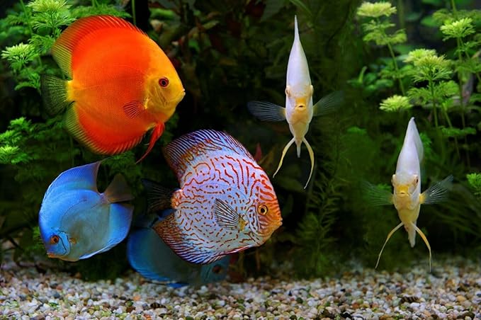 Aquatic Foods Inc. Tropical Fish Flakes, Mix of Krill, Color Enhancing, Spirulina Flakes for Cichlids, Angels, Tetras, Guppies. 12-Type Pellet Mix & 4-Type Wafers Included...WL 1/2-lb Foil Bag
