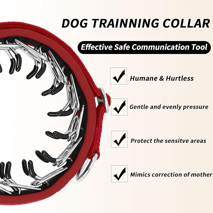 Martingale No Pull Dog Collar for Large Medium Small Dogs, Heavy Duty Nylon Reflective Adjustable Anti Pull Slip Collar with Buckle for Training Walking M Red