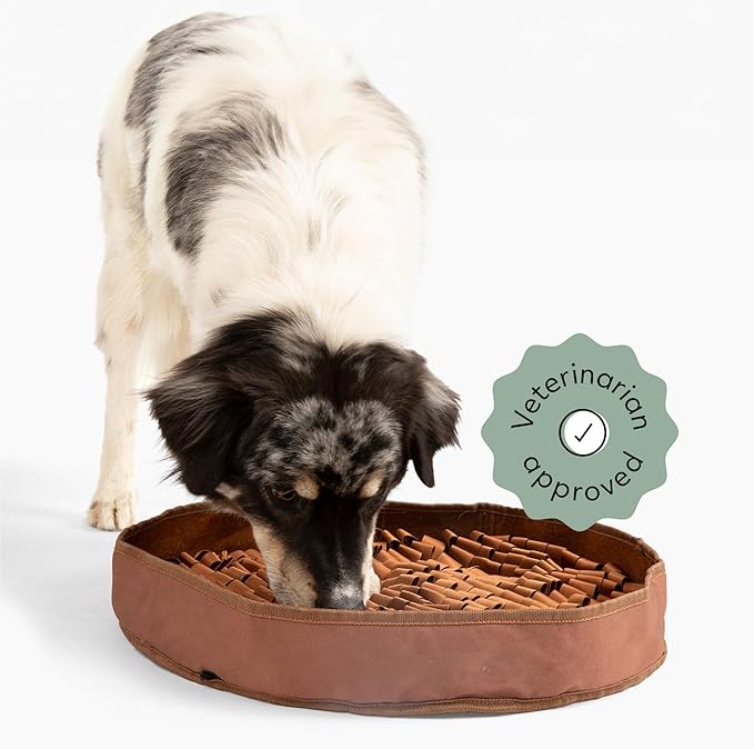 Reggie Stimulating Feeder Mat for Dogs | Relieve Speed Eating, Boredom, Stress | Vet-Approved & Ideal for All Ages, Dog Breeds, and Sizes (Brown Feeder Mat)