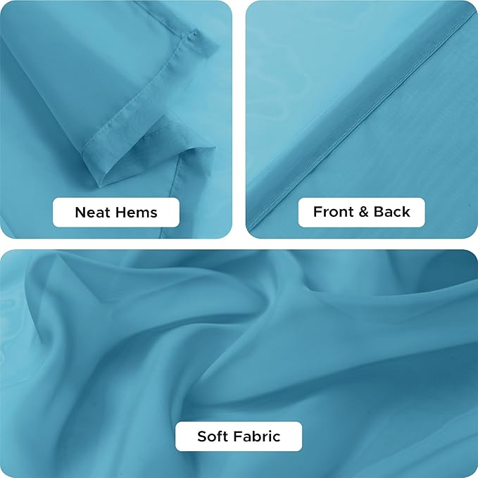 HolidayIdeas All Weather Outdoor Patio Curtains 6 Pcs Linen Look Rod Pocket Sheer Outdoor Curtains for Pool Side, Porch, Balcony, Pergolas,Cabana, Aqua,54x120 Inch